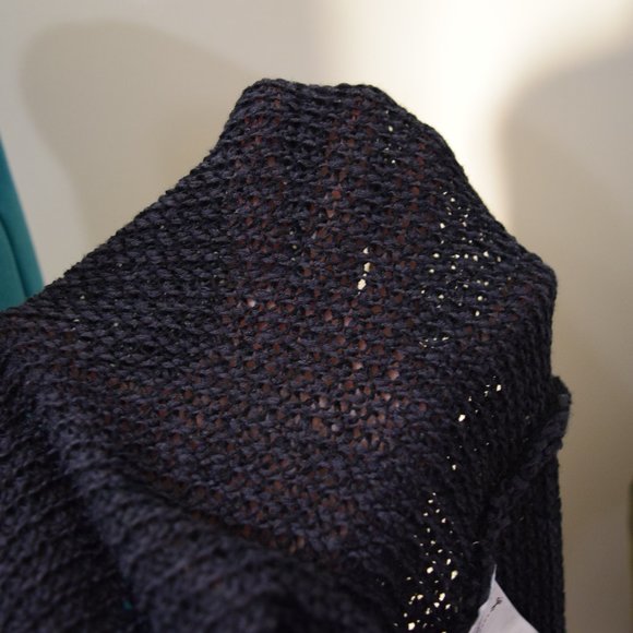 Black Crochet Knit Oversized European Cardigan - Picture 10 of 10